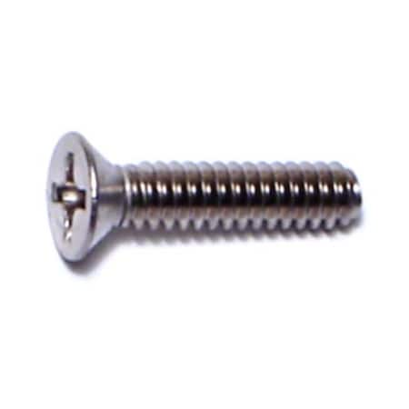 #6-32 X 5/8 In Phillips Flat Machine Screw, Plain Stainless Steel, 25 PK